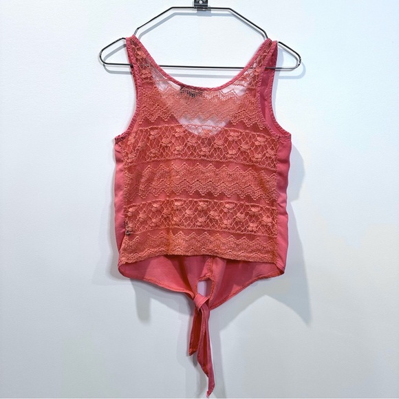 ๐๏ธ4 for 20$ / Seduction Lace back crop knot tank top cami / Coral / M - Picture 7 of 10
